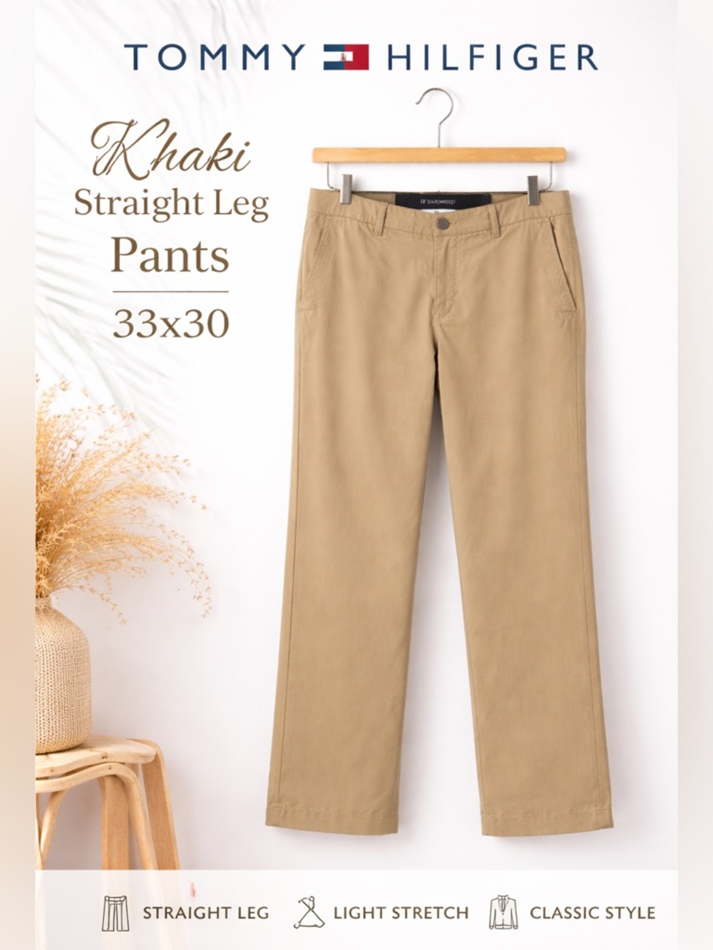 Tommy Hilfiger Khaki Pants 33x30 | Classic Straight Leg | Preppy Staple